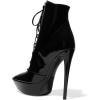 imageFSJ Women Platform Thin Super High Heels Ankle Boots Lace UP Booties Closed Pointed Toe Stiletto Shoes Size 415 USBlack Patent