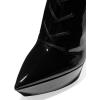 imageFSJ Women Platform Thin Super High Heels Ankle Boots Lace UP Booties Closed Pointed Toe Stiletto Shoes Size 415 USBlack Patent