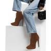 imageFSJ Women Platform Thin Super High Heels Ankle Boots Lace UP Booties Closed Pointed Toe Stiletto Shoes Size 415 USBrown