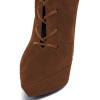 imageFSJ Women Platform Thin Super High Heels Ankle Boots Lace UP Booties Closed Pointed Toe Stiletto Shoes Size 415 USBrown