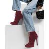 imageFSJ Women Platform Thin Super High Heels Ankle Boots Lace UP Booties Closed Pointed Toe Stiletto Shoes Size 415 USDark Red