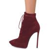 imageFSJ Women Platform Thin Super High Heels Ankle Boots Lace UP Booties Closed Pointed Toe Stiletto Shoes Size 415 USDark Red