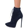 imageFSJ Women Platform Thin Super High Heels Ankle Boots Lace UP Booties Closed Pointed Toe Stiletto Shoes Size 415 USNavy