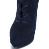 imageFSJ Women Platform Thin Super High Heels Ankle Boots Lace UP Booties Closed Pointed Toe Stiletto Shoes Size 415 USNavy