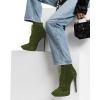 imageFSJ Women Platform Thin Super High Heels Ankle Boots Lace UP Booties Closed Pointed Toe Stiletto Shoes Size 415 USOlive