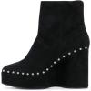 imageFSJ Women Stylish Studded Rhinestones Ankle Booties Platform Wedge High Heels Closed Toe Short Boots With Side Zipper Ladies Dress Party Shoes Size 415 USSuede Black