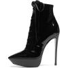 imageFSJ Women Platform Thin Super High Heels Ankle Boots Lace UP Booties Closed Pointed Toe Stiletto Shoes Size 415 USBlack Patent