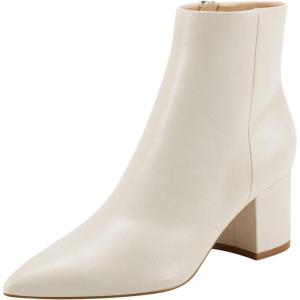 imageFSJ Women Dressy Pointed Toe Ankle Boots Chunky Block Heels Side Zipper Booties Formal Weddng Shoe Size US 415Beige