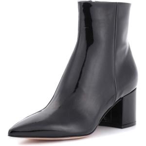 imageFSJ Women Dressy Pointed Toe Ankle Boots Chunky Block Heels Side Zipper Booties Formal Weddng Shoe Size US 415Blackpatent