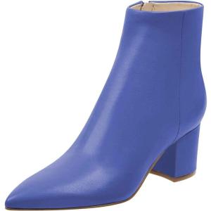 imageFSJ Women Dressy Pointed Toe Ankle Boots Chunky Block Heels Side Zipper Booties Formal Weddng Shoe Size US 415Blue