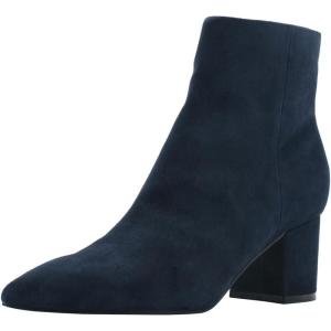 imageFSJ Women Dressy Pointed Toe Ankle Boots Chunky Block Heels Side Zipper Booties Formal Weddng Shoe Size US 415Navy Suede
