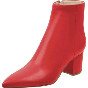 imageFSJ Women Dressy Pointed Toe Ankle Boots Chunky Block Heels Side Zipper Booties Formal Weddng Shoe Size US 415Red
