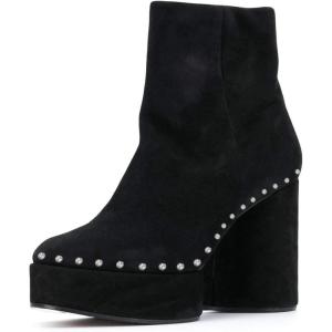 imageFSJ Women Stylish Studded Rhinestones Ankle Booties Platform Wedge High Heels Closed Toe Short Boots With Side Zipper Ladies Dress Party Shoes Size 415 USSuede Black
