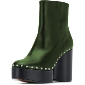 imageFSJ Women Stylish Studded Rhinestones Ankle Booties Platform Wedge High Heels Closed Toe Short Boots With Side Zipper Ladies Dress Party Shoes Size 415 USGreen
