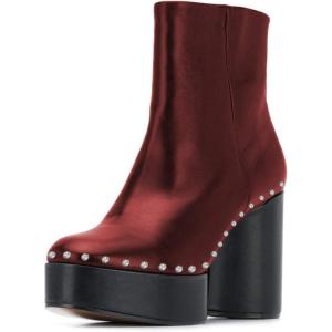 imageFSJ Women Stylish Studded Rhinestones Ankle Booties Platform Wedge High Heels Closed Toe Short Boots With Side Zipper Ladies Dress Party Shoes Size 415 USRed