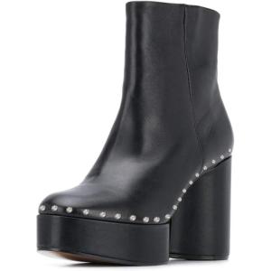 imageFSJ Women Stylish Studded Rhinestones Ankle Booties Platform Wedge High Heels Closed Toe Short Boots With Side Zipper Ladies Dress Party Shoes Size 415 USLeather Black