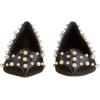 imageFSJ Women Classic Stiletto Kitten Heels Pointed Toe Handmade Pearls Slip On Pumps Clear PVC Office Party Date Bridal Dress Shoes Size 415 USBlack