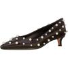imageFSJ Women Classic Stiletto Kitten Heels Pointed Toe Handmade Pearls Slip On Pumps Clear PVC Office Party Date Bridal Dress Shoes Size 415 USBlack