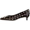 imageFSJ Women Classic Stiletto Kitten Heels Pointed Toe Handmade Pearls Slip On Pumps Clear PVC Office Party Date Bridal Dress Shoes Size 415 USBlack