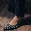 imageFSJ Women Classic Stiletto Kitten Heels Pointed Toe Handmade Pearls Slip On Pumps Clear PVC Office Party Date Bridal Dress Shoes Size 415 USBlack