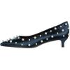 imageFSJ Women Classic Stiletto Kitten Heels Pointed Toe Handmade Pearls Slip On Pumps Clear PVC Office Party Date Bridal Dress Shoes Size 415 USBlue