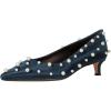 imageFSJ Women Classic Stiletto Kitten Heels Pointed Toe Handmade Pearls Slip On Pumps Clear PVC Office Party Date Bridal Dress Shoes Size 415 USBlue