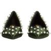 imageFSJ Women Classic Stiletto Kitten Heels Pointed Toe Handmade Pearls Slip On Pumps Clear PVC Office Party Date Bridal Dress Shoes Size 415 USGreen