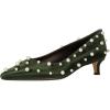 imageFSJ Women Classic Stiletto Kitten Heels Pointed Toe Handmade Pearls Slip On Pumps Clear PVC Office Party Date Bridal Dress Shoes Size 415 USGreen