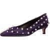 imageFSJ Women Classic Stiletto Kitten Heels Pointed Toe Handmade Pearls Slip On Pumps Clear PVC Office Party Date Bridal Dress Shoes Size 415 USPurple