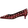 imageFSJ Women Classic Stiletto Kitten Heels Pointed Toe Handmade Pearls Slip On Pumps Clear PVC Office Party Date Bridal Dress Shoes Size 415 USRed