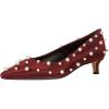 imageFSJ Women Classic Stiletto Kitten Heels Pointed Toe Handmade Pearls Slip On Pumps Clear PVC Office Party Date Bridal Dress Shoes Size 415 USRed