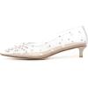 imageFSJ Women Classic Stiletto Kitten Heels Pointed Toe Handmade Pearls Slip On Pumps Clear PVC Office Party Date Bridal Dress Shoes Size 415 USTransparent