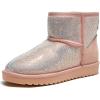 imageFSJ Womens Chic Slip On Snow Boots Round Toe Fur Lined Warm Flats Short Booties Comfy Winter Shoes Size 415 USPink