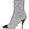 imageWomen Glitter High Heels Mid Calf Boots Pointed Toe Fashion Shoes with Side Zipper Size 415 USBlack