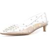 imageFSJ Women Classic Stiletto Kitten Heels Pointed Toe Handmade Pearls Slip On Pumps Clear PVC Office Party Date Bridal Dress Shoes Size 415 USTransparent