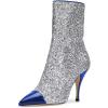 imageWomen Glitter High Heels Mid Calf Boots Pointed Toe Fashion Shoes with Side Zipper Size 415 USBlue