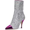 imageWomen Glitter High Heels Mid Calf Boots Pointed Toe Fashion Shoes with Side Zipper Size 415 USPurple