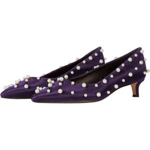 imageFSJ Women Classic Stiletto Kitten Heels Pointed Toe Handmade Pearls Slip On Pumps Clear PVC Office Party Date Bridal Dress Shoes Size 415 USPurple