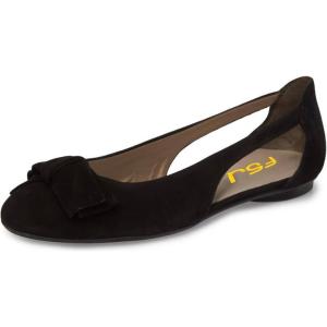 imageFSJ Women Cute Round Toe Ballet Flats Slip On Low Heels Pumps Bowknot Cutout Comfy Shoes Size 415 USBlack