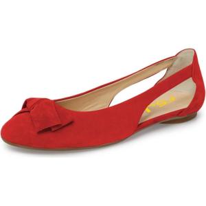 imageFSJ Women Cute Round Toe Ballet Flats Slip On Low Heels Pumps Bowknot Cutout Comfy Shoes Size 415 USRed