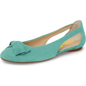 imageFSJ Women Cute Round Toe Ballet Flats Slip On Low Heels Pumps Bowknot Cutout Comfy Shoes Size 415 USTurquoise