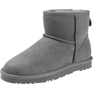 imageFSJ Womens Chic Slip On Snow Boots Round Toe Fur Lined Warm Flats Short Booties Comfy Winter Shoes Size 415 USGrey