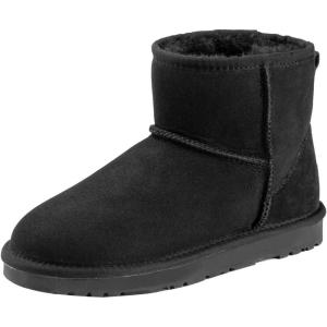 imageFSJ Womens Chic Slip On Snow Boots Round Toe Fur Lined Warm Flats Short Booties Comfy Winter Shoes Size 415 USSuede
