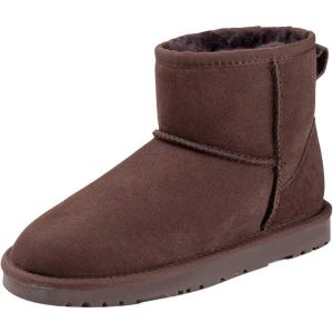 imageFSJ Womens Chic Slip On Snow Boots Round Toe Fur Lined Warm Flats Short Booties Comfy Winter Shoes Size 415 USWine