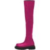 imageFSJ Women Fashion Flat Over The Knee Boots Thigh High Long Booties Stretch Platform Leather Round Closed Toe Side Zipper Fall Winter Shoes for Ladies Girls Party Club Dress Size 415 USFushcia