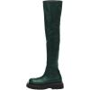 imageFSJ Women Fashion Flat Over The Knee Boots Thigh High Long Booties Stretch Platform Leather Round Closed Toe Side Zipper Fall Winter Shoes for Ladies Girls Party Club Dress Size 415 USGreen