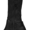 imageFSJ Women Fashion Flat Over The Knee Boots Thigh High Long Booties Stretch Platform Leather Round Closed Toe Side Zipper Fall Winter Shoes for Ladies Girls Party Club Dress Size 415 USBlack