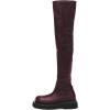 imageFSJ Women Fashion Flat Over The Knee Boots Thigh High Long Booties Stretch Platform Leather Round Closed Toe Side Zipper Fall Winter Shoes for Ladies Girls Party Club Dress Size 415 USRedbrown