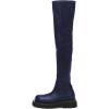 imageFSJ Women Fashion Flat Over The Knee Boots Thigh High Long Booties Stretch Platform Leather Round Closed Toe Side Zipper Fall Winter Shoes for Ladies Girls Party Club Dress Size 415 USDark Blue