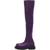 imageFSJ Women Fashion Flat Over The Knee Boots Thigh High Long Booties Stretch Platform Leather Round Closed Toe Side Zipper Fall Winter Shoes for Ladies Girls Party Club Dress Size 415 USPurple